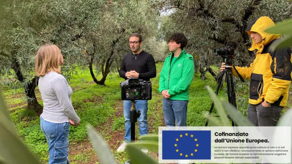 Un momento delle riprese di Agrinet il futuro in campo