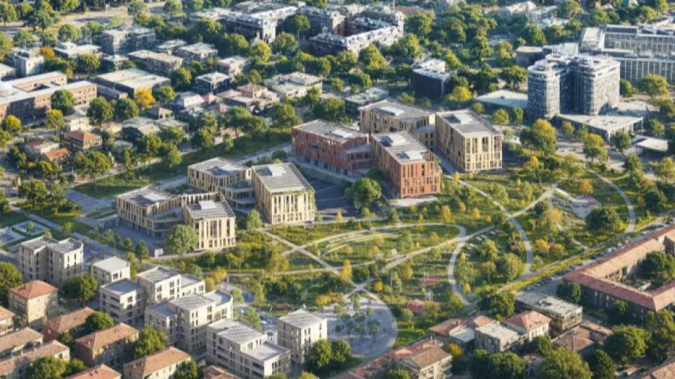 un rendering del progetto della Cittadella della Sicurezza