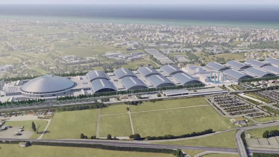 un rendering del progetto di ampliamento della fiera di Rimini