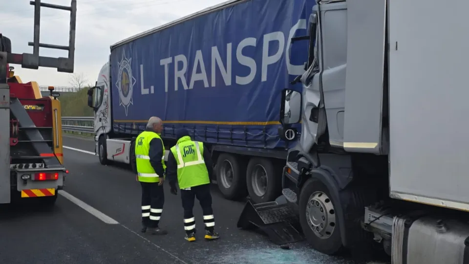 uno dei camion coinvolti nel tamponamento (Adriapress)