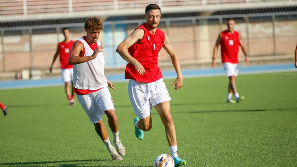 Valerio Nava durante un allenamento del Rimini