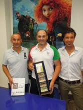 Il campione olimpico Frangilli  ricevuto dagli assessori Gobbi e Pruccoli