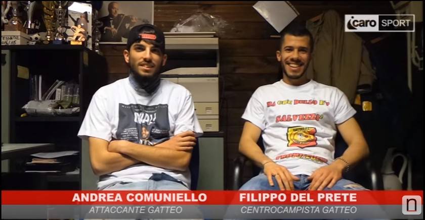 Intervista doppia stile "Le Iene" realizzata da Silvia Pedini all'attaccante del Gatteo Andrea Comuniello e al centrocampista del Gatteo Filippo Del Prete.
